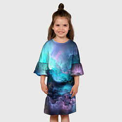 Платье клеш для девочки Космос фрактал, цвет: 3D-принт — фото 2