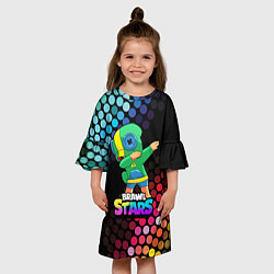 Платье клеш для девочки Brawl Stars Leon, Dab, цвет: 3D-принт — фото 2