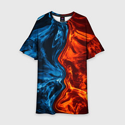 Платье клеш для девочки Огонь и вода, цвет: 3D-принт