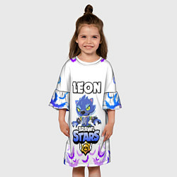 Платье клеш для девочки Brawl stars leon оборотень, цвет: 3D-принт — фото 2