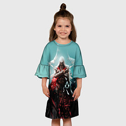 Платье клеш для девочки Assassins Creed, цвет: 3D-принт — фото 2