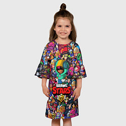 Платье клеш для девочки BRAWL STARS: LEON, цвет: 3D-принт — фото 2