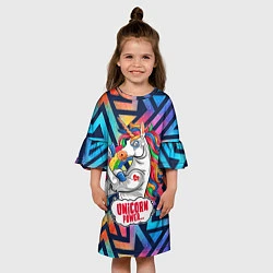 Платье клеш для девочки Unicorn Power Единорог, цвет: 3D-принт — фото 2
