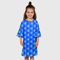 Платье клеш для девочки Синие соты, цвет: 3D-принт — фото 2