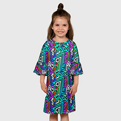 Платье клеш для девочки ГРАФФИТИ, цвет: 3D-принт — фото 2