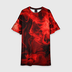 Платье клеш для девочки Красный дым, цвет: 3D-принт