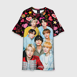 Платье клеш для девочки I Love BTS, цвет: 3D-принт