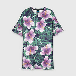 Платье клеш для девочки Тропический цветок, цвет: 3D-принт