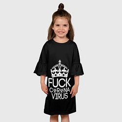 Платье клеш для девочки F*ck coronavirus, цвет: 3D-принт — фото 2