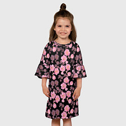 Платье клеш для девочки Цветок сакуры, цвет: 3D-принт — фото 2