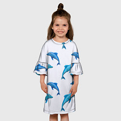 Платье клеш для девочки Рай для дельфина, цвет: 3D-принт — фото 2