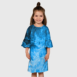 Платье клеш для девочки ОГОНЬ BLUE, цвет: 3D-принт — фото 2