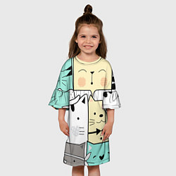 Платье клеш для девочки Деловые котейки, цвет: 3D-принт — фото 2