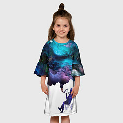 Платье клеш для девочки Smoky dreams, цвет: 3D-принт — фото 2