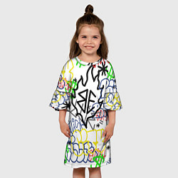 Платье клеш для девочки BILLIE EILISH GRAFFITI, цвет: 3D-принт — фото 2