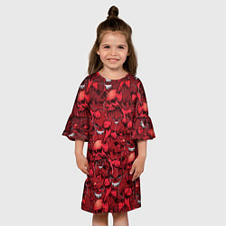 Платье клеш для девочки Красный череп, цвет: 3D-принт — фото 2