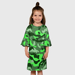 Платье клеш для девочки CAMOUFLAGE GREEN, цвет: 3D-принт — фото 2