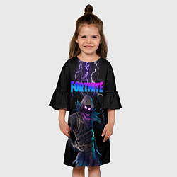 Платье клеш для девочки Raven Fortnite, цвет: 3D-принт — фото 2