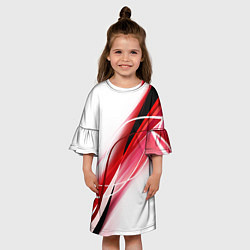 Платье клеш для девочки GEOMETRY STRIPES RED, цвет: 3D-принт — фото 2
