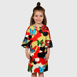 Платье клеш для девочки Камуфляжные бабочки, цвет: 3D-принт — фото 2