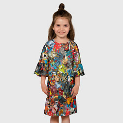Платье клеш для девочки Стикеры, цвет: 3D-принт — фото 2