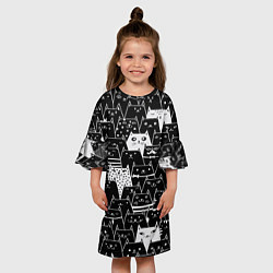 Платье клеш для девочки КОТЫ BLACK, цвет: 3D-принт — фото 2