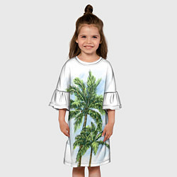 Платье клеш для девочки Пальмы над головой, цвет: 3D-принт — фото 2