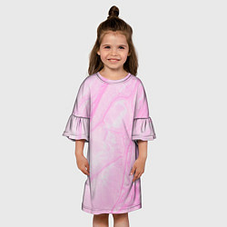 Платье клеш для девочки Розовые разводы краска зефир, цвет: 3D-принт — фото 2