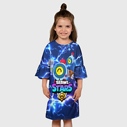Платье клеш для девочки БРАВЛ СТАРС НАНИ МОЛНИИ, цвет: 3D-принт — фото 2