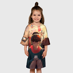 Платье клеш для девочки Дома, цвет: 3D-принт — фото 2