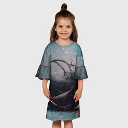 Платье клеш для девочки Абстракция краска разводы кап, цвет: 3D-принт — фото 2