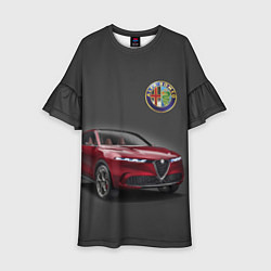 Платье клеш для девочки Alfa Romeo - Italy, цвет: 3D-принт