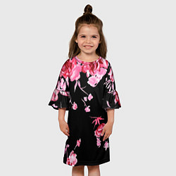 Платье клеш для девочки Цветы, цвет: 3D-принт — фото 2