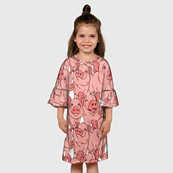 Платье клеш для девочки Свиньи, цвет: 3D-принт — фото 2