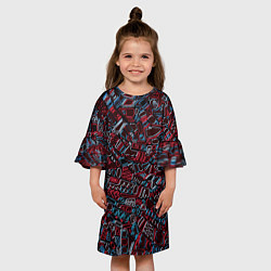 Платье клеш для девочки Абстракция Неони, цвет: 3D-принт — фото 2