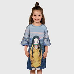 Платье клеш для девочки Незуко, цвет: 3D-принт — фото 2