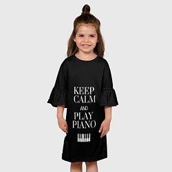 Платье клеш для девочки Keep calm and play piano, цвет: 3D-принт — фото 2