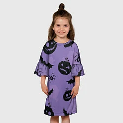 Платье клеш для девочки Фиолетовый хэллоуин, цвет: 3D-принт — фото 2