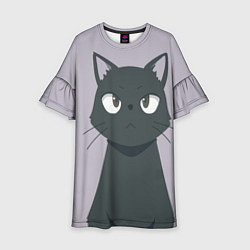 Платье клеш для девочки Чёрный кот, цвет: 3D-принт