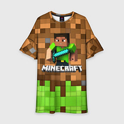 Платье клеш для девочки Minecraft logo heroes, цвет: 3D-принт