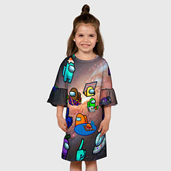 Платье клеш для девочки Among Us Чёрная дыра, цвет: 3D-принт — фото 2