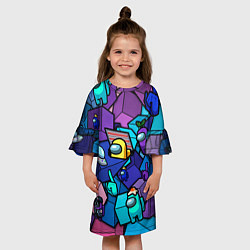 Платье клеш для девочки Among Us кубики, цвет: 3D-принт — фото 2