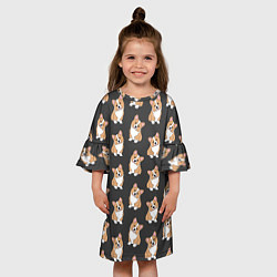 Платье клеш для девочки Корги малыши, цвет: 3D-принт — фото 2