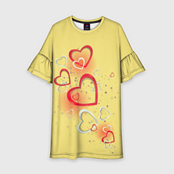 Платье клеш для девочки Сердечки в лимонаде, цвет: 3D-принт