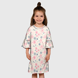 Платье клеш для девочки Снежинки, цвет: 3D-принт — фото 2
