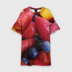 Платье клеш для девочки Фругтово-ягодное изобилие, цвет: 3D-принт
