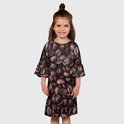 Платье клеш для девочки Кофейные зёрна, цвет: 3D-принт — фото 2
