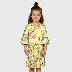 Платье клеш для девочки Узор - Пицца на желтом, цвет: 3D-принт — фото 2