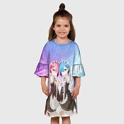 Платье клеш для девочки Рем и Рам, цвет: 3D-принт — фото 2