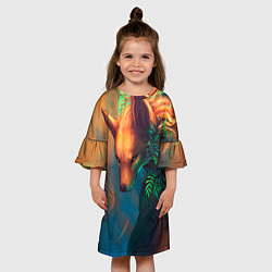 Платье клеш для девочки Волшебная лиса, цвет: 3D-принт — фото 2